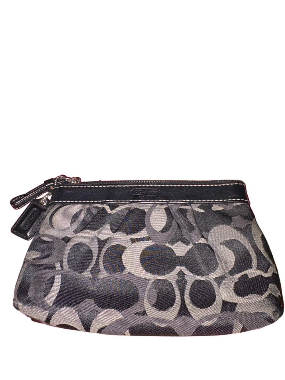 Coach Gray & Black Signature Wristlet Cosmetic Pouch